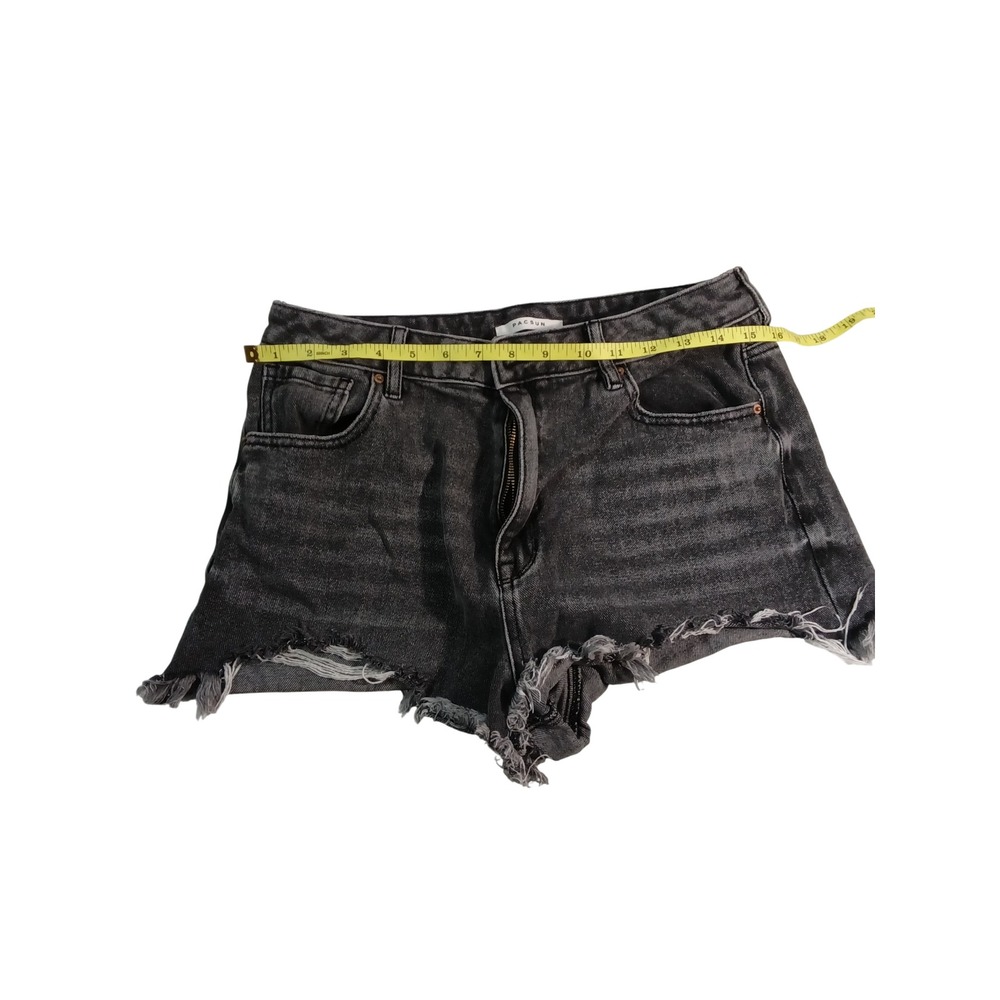 PacSun Womens Washed Black High Waisted Raw Hem Denim Cut Off Shorts Size 30